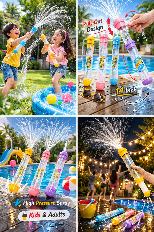 Firework Water Gun – High Pressure Pull-Out Spray Toy (14 Inch)